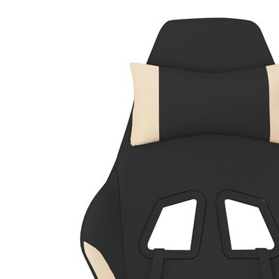 vidaXL Καρέκλα Μασάζ Gaming Μαύρο και κρεμ Ύφασμα με Υποπόδιο