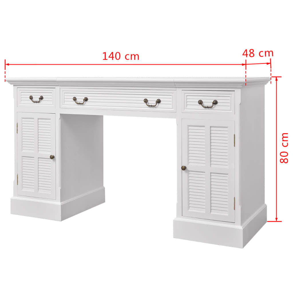 vidaXL Γραφείο Δύο Όψεων Λευκό 140 x 48 x 80 εκ.