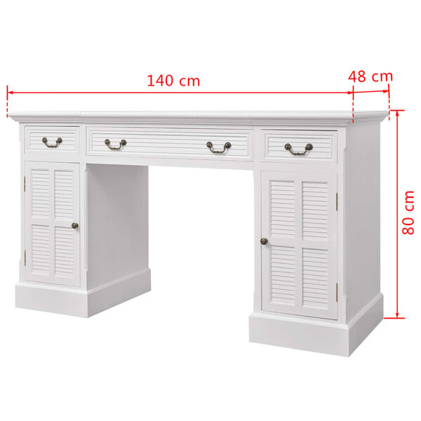 vidaXL Γραφείο Δύο Όψεων Λευκό 140 x 48 x 80 εκ.