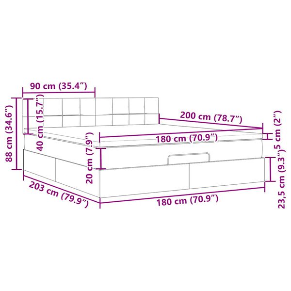 vidaXL Οθωμανικό κρεβάτι με στρώμα ροζ 180x200cm Velvet