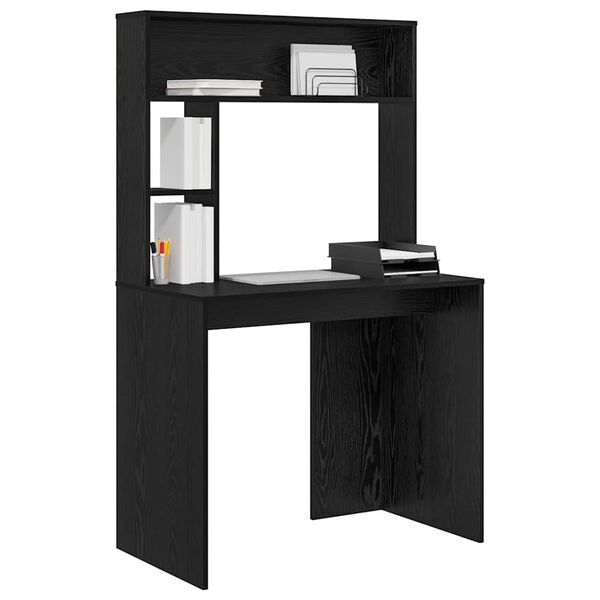 vidaXL Γραφείο με ράφι Μαύρη δρυς 91 x 50 x 149 εκ Επεξεργασμένο ξύλο