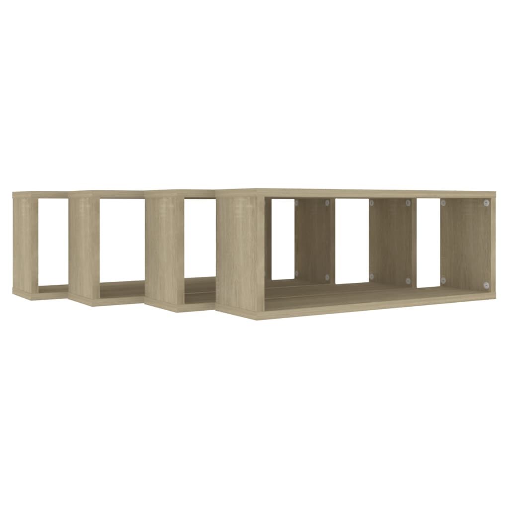 vidaXL Ράφια Κύβοι Τοίχου 4 τεμ. Sonoma Δρυς 60x15x23 εκ. Επεξ. Ξύλο