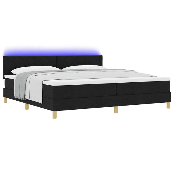 vidaXL Κρεβάτι με ελατήρια με στρώμα Μαύρο 200 x 200 cm ύφασμα