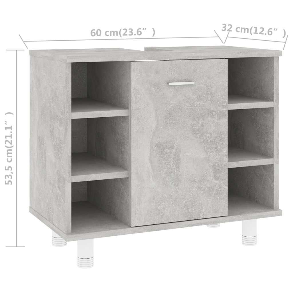 vidaXL Ντουλάπι Νιπτήρα Γκρι Σκυροδέματος 60x32x53,5 εκ. Μοριοσανίδα