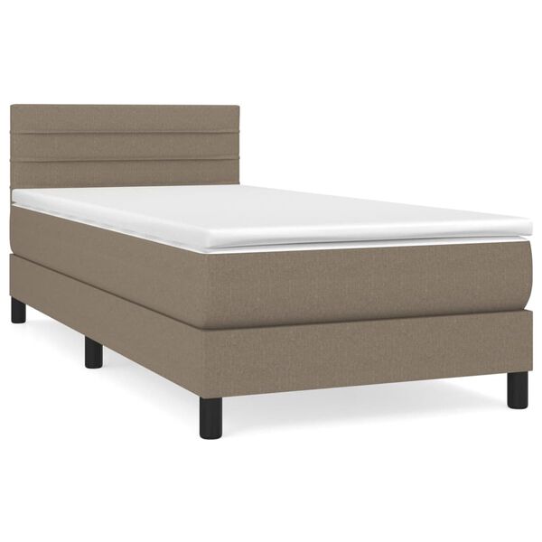 vidaXL Κρεβάτι Boxspring με Στρώμα Taupe 90x200 εκ. Υφασμάτινο
