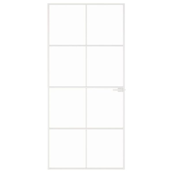 vidaXL Εσωτερική Πόρτα Λευκή 93x201,5 εκ. Ψημένο Γυαλί&Λεπτό Αλουμίνιο