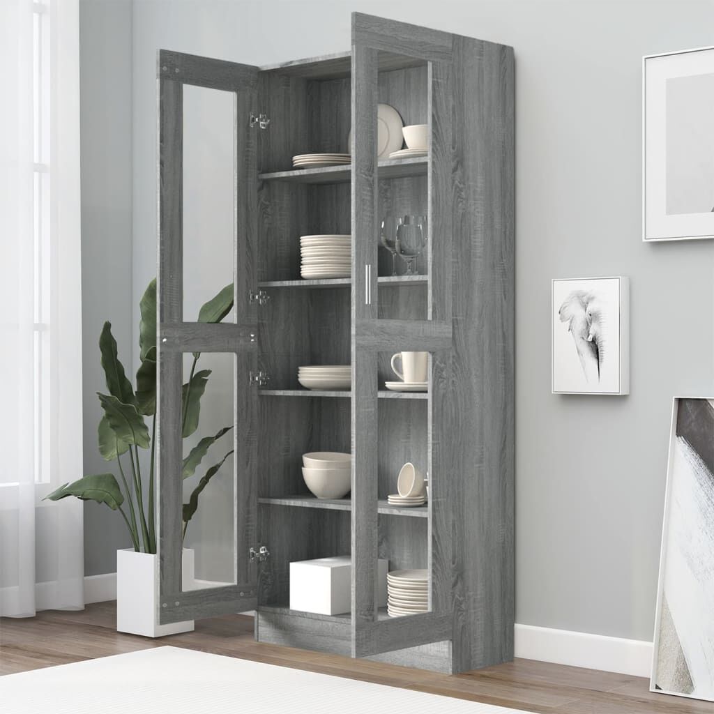 vidaXL Βιτρίνα Γκρι Sonoma 82,5x30,5x185,5 εκ. από Επεξεργασμένο Ξύλο