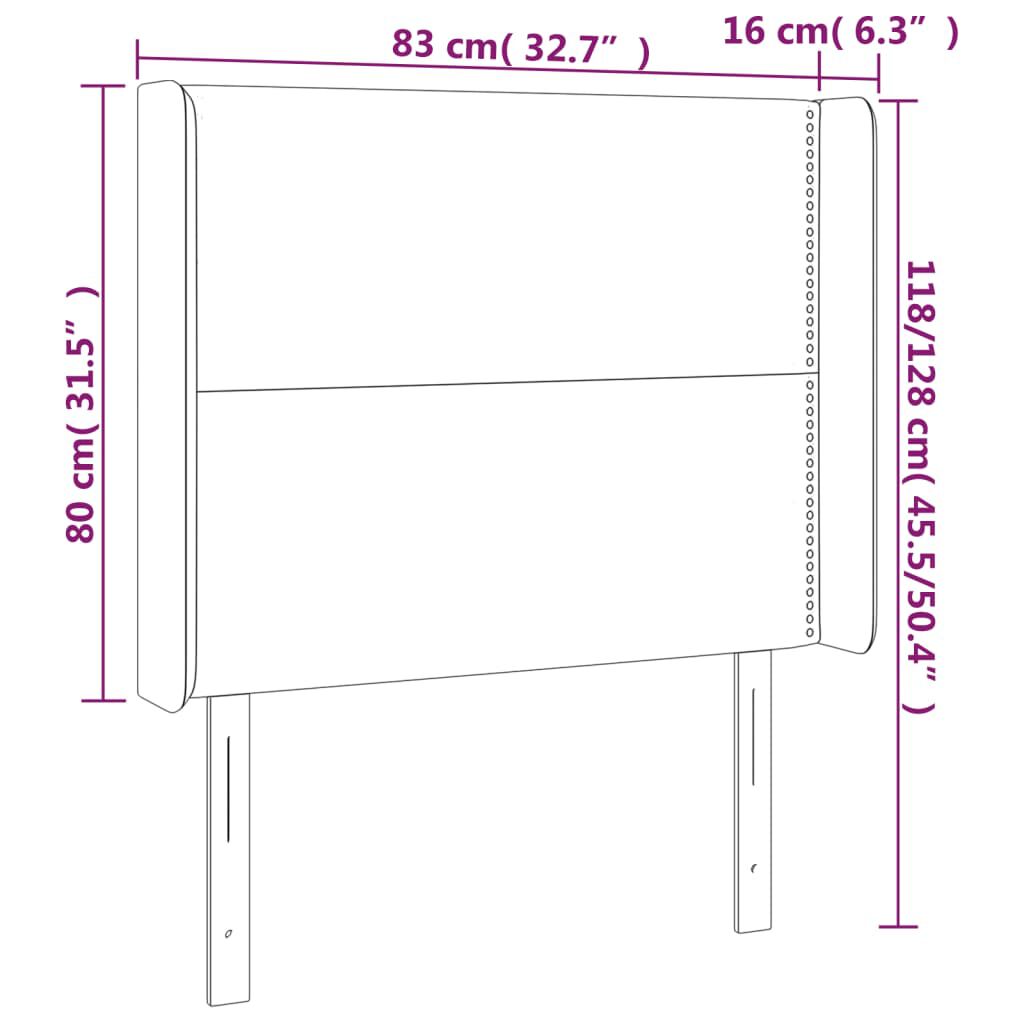 vidaXL Κεφαλάρι Κρεβατιού LED Μαύρο 83x16x118/128εκ. Βελούδινο