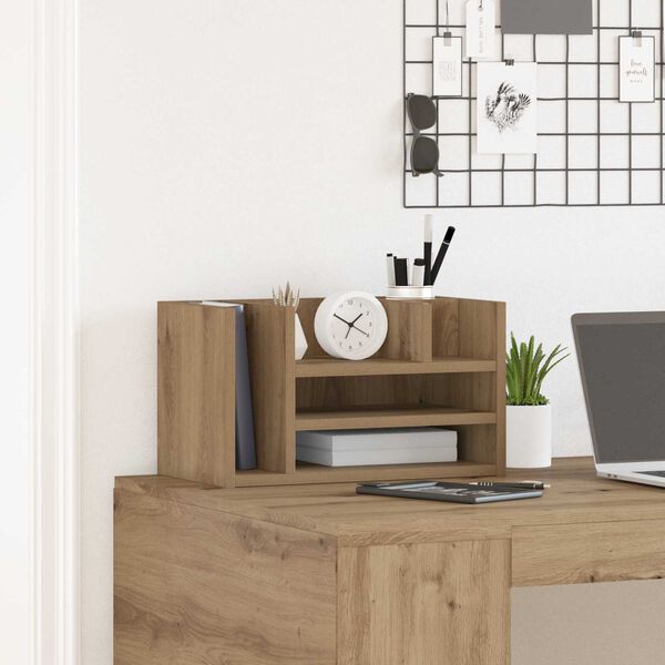 vidaXL Οργανωτής Γραφείου Μαύρη Δρυς 44.5x24x25 cm Κατασκευασμένο Ξύλο