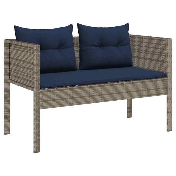 vidaXL Σετ Καναπέ Κήπου 6 pcs γκρι και ναυτικό μπλε συνθετικό ρατάν
