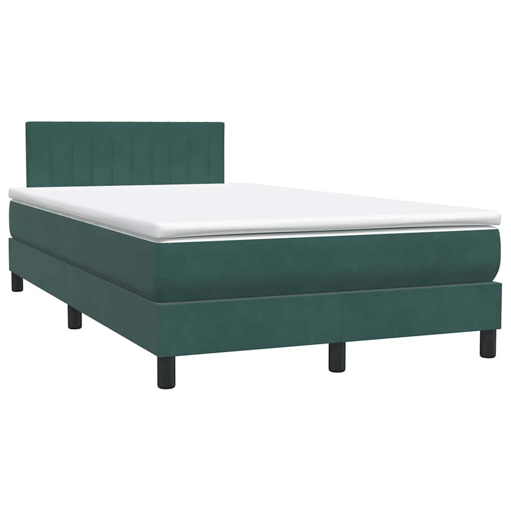 vidaXL Box Spring κρεβάτι με στρώμα σκούρο πράσινο 120x220cm Βελούδινο