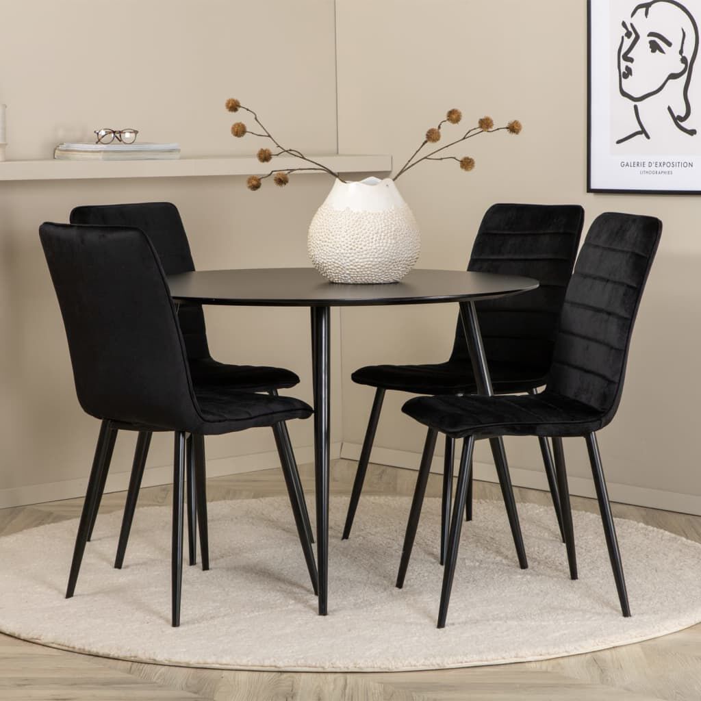 Venture Home Καρέκλες Τραπεζαρίας Windu 2 τεμ. Μαύρες Βελούδινες