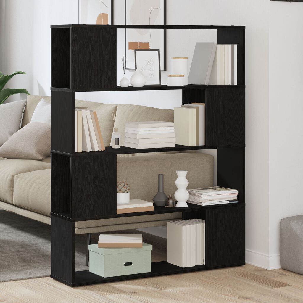 vidaXL Ράφι Βιβλίων Μαύρο Δρυς 100x24x124 εκ. Επεξεργασμένο Ξύλο
