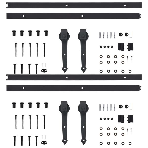 vidaXL Μηχανισμοί Συρόμενης Μεσόπορτας 2 τεμ. Μαύροι 200 εκ. Ατσάλινοι