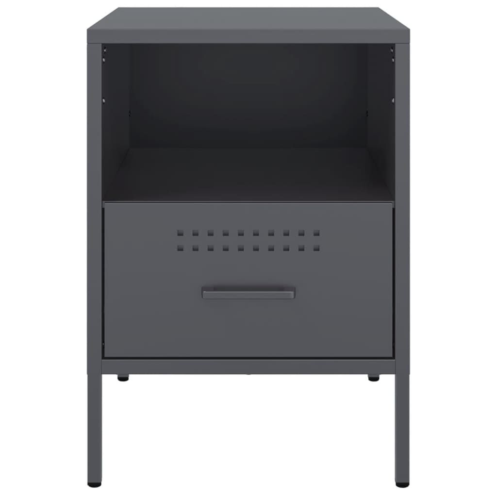 vidaXL Κομοδίνο Ανθρακί 36x39x50,5 εκ. από Χάλυβα