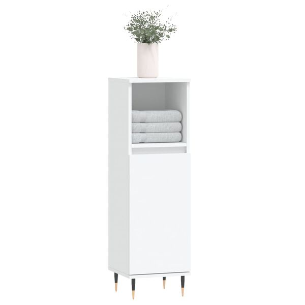 vidaXL Ντουλάπι Μπάνιου Λευκό 30 x 30 x 100 εκ. από Επεξεργασμένο Ξύλο