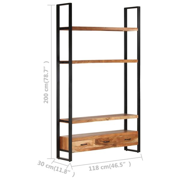 vidaXL Ραφιέρα 118 x 30 x 200 εκ. από Μασίφ Ακατέργαστο Ξύλο Μάνγκο