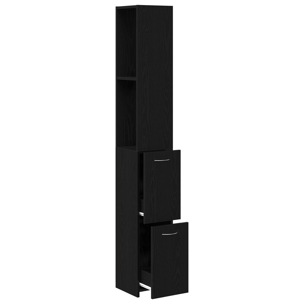vidaXL Ντουλάπα Μπάνιου Μαύρη Δρυς 25x25x170 εκ από Επεξεργασμένο Ξύλο