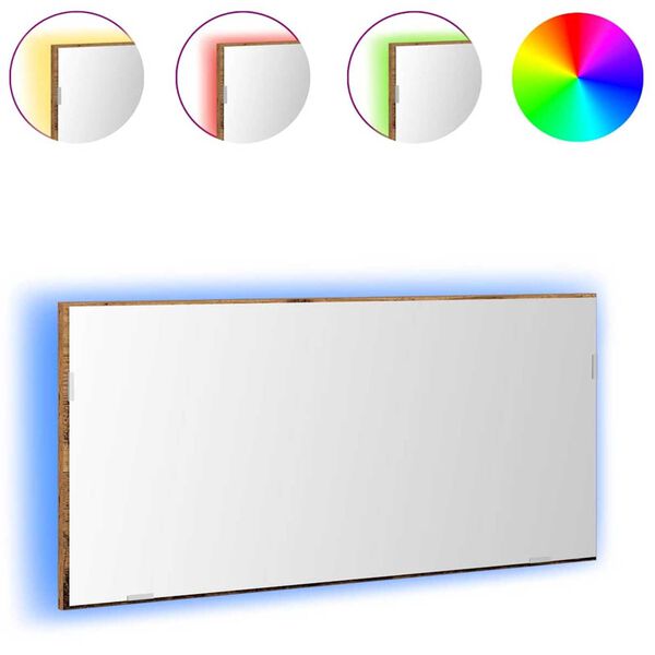 vidaXL Καθρέφτης με φώτα λωρίδας LED Επιτοίχιο Παλαιό ξύλο 80 x 37 εκ.