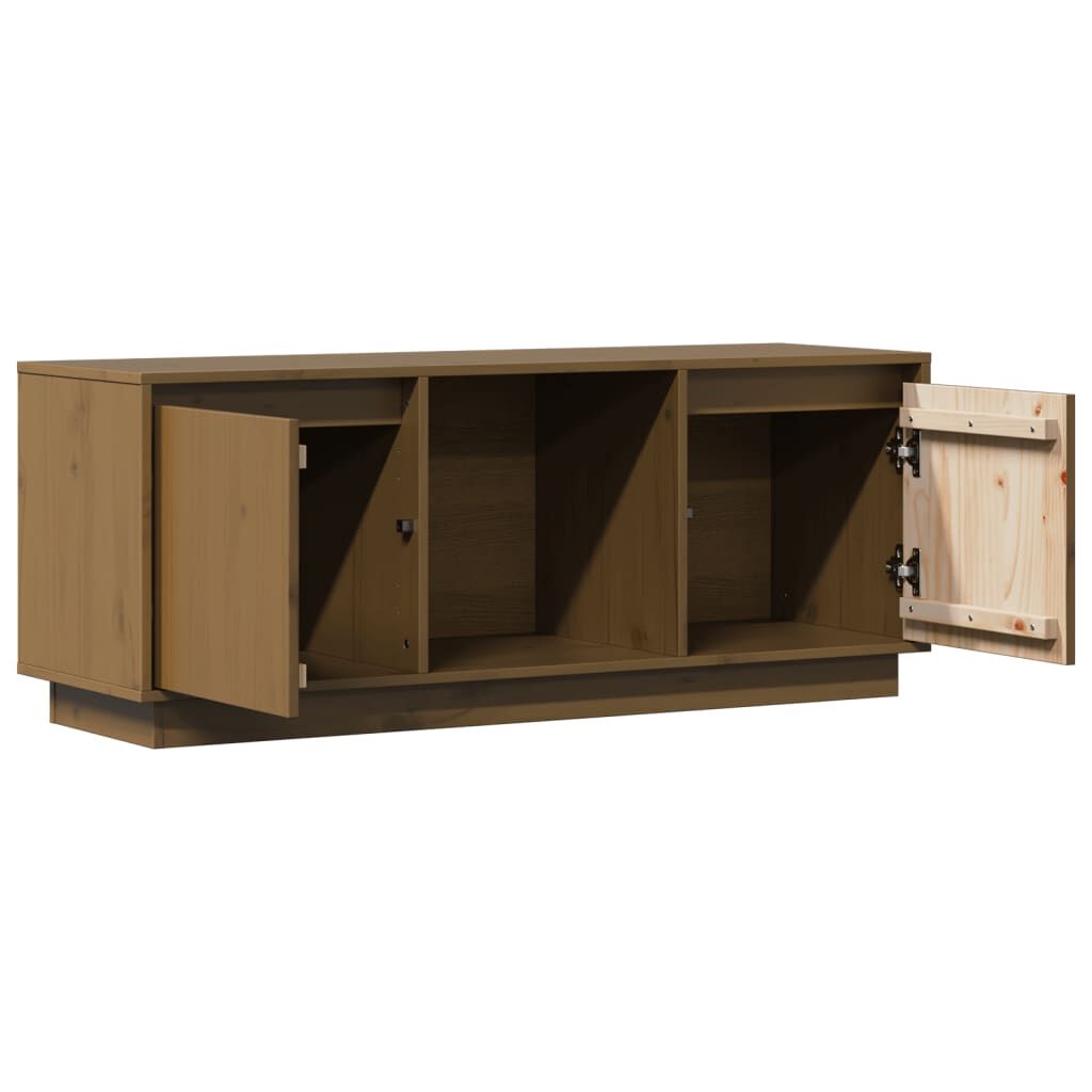 vidaXL Έπιπλο Τηλεόρασης Καφέ Μελί 110,5x35x44εκ από Μασίφ Ξύλο Πεύκου