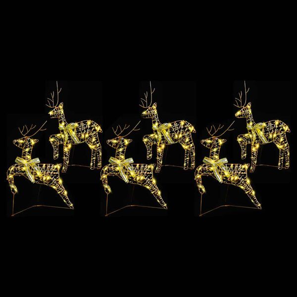 vidaXL LED Ρούντερ με 180 LED 6 pcs Χρυσό PET