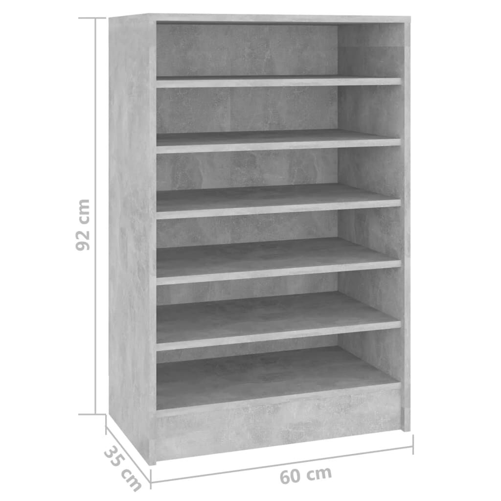 vidaXL Παπουτσοθήκη Γκρι Σκυροδέματος 60 x 35 x 92 εκ. από Επεξ. Ξύλο
