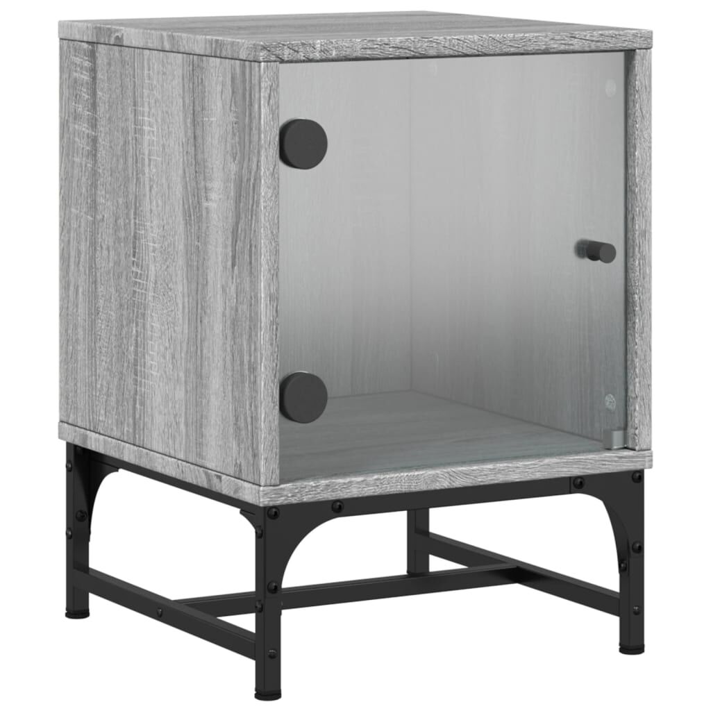 vidaXL Κομοδίνα 2 τεμ. Γκρι Sonoma 35x37x50 εκ. με Γυάλινες Πόρτες