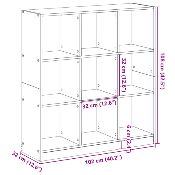 vidaXL Βιβλιοθήκη Καπνιστή Δρυς 102x32x108 εκ. από Επεξεργασμένο Ξύλο