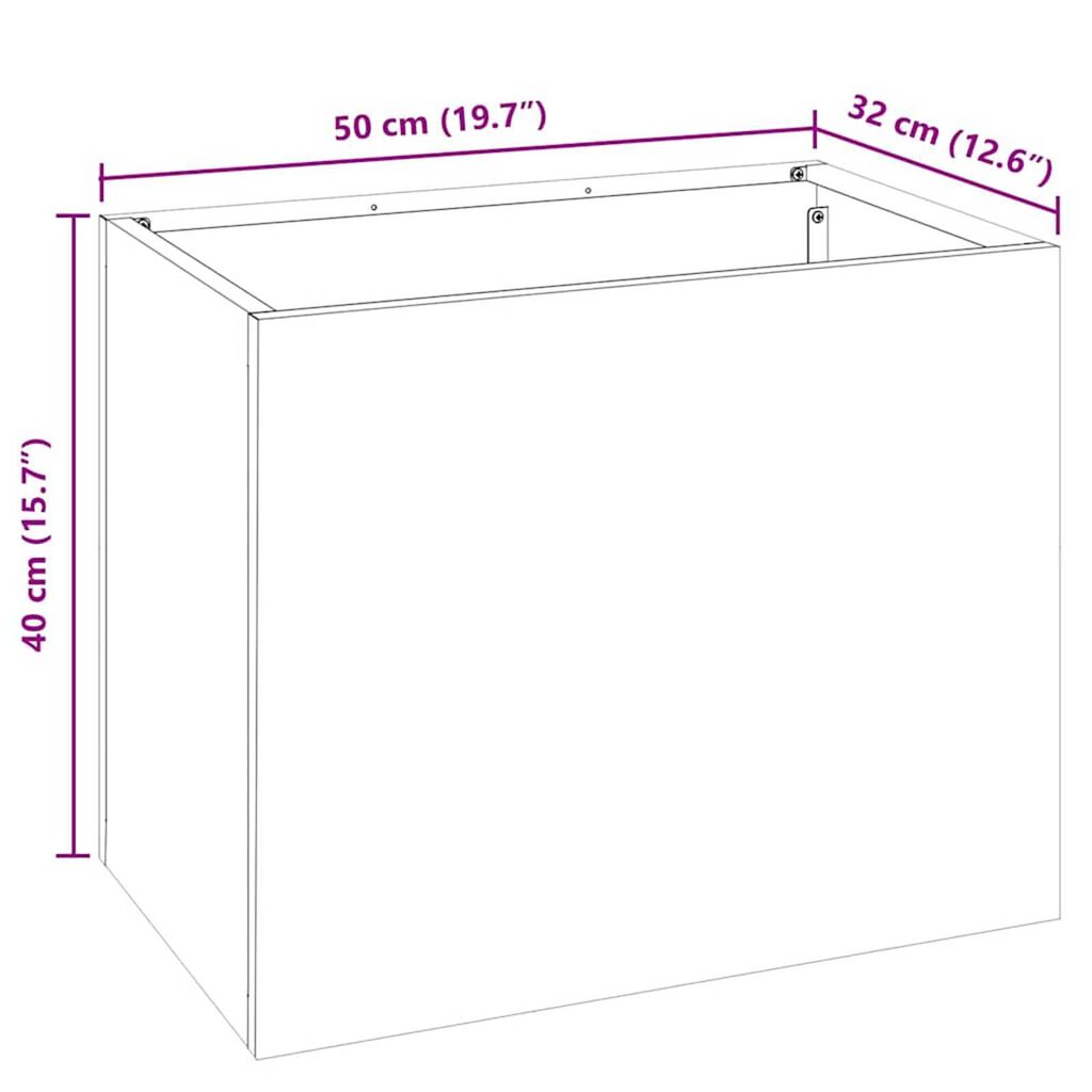 vidaXL Γλάστρα Κήπου Καφέ 50 x 32 x 40 εκ. Φθαρμένο ατσάλι