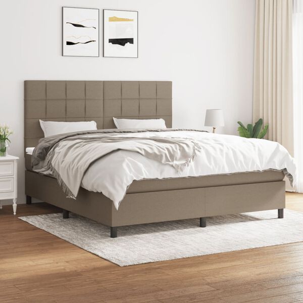 vidaXL &Kappa;&rho;&epsilon;&beta;ά&tau;&iota; Boxspring &mu;&epsilon; &Sigma;&tau;&rho;ώ&mu;&alpha; Taupe 180x200 &epsilon;&kappa;. &Upsilon;&phi;&alpha;&sigma;&mu;ά&tau;&iota;&nu;&omicron;