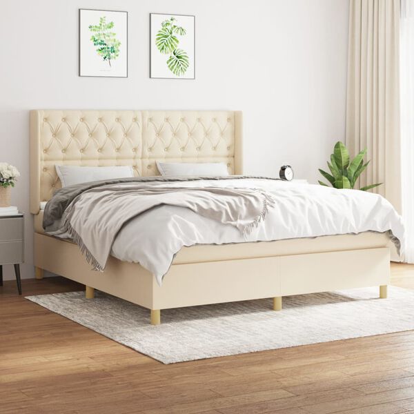 vidaXL &Kappa;&rho;&epsilon;&beta;ά&tau;&iota; Boxspring &mu;&epsilon; &Sigma;&tau;&rho;ώ&mu;&alpha; &Kappa;&rho;&epsilon;&mu; 160x200 &epsilon;&kappa;. &Upsilon;&phi;&alpha;&sigma;&mu;ά&tau;&iota;&nu;&omicron;