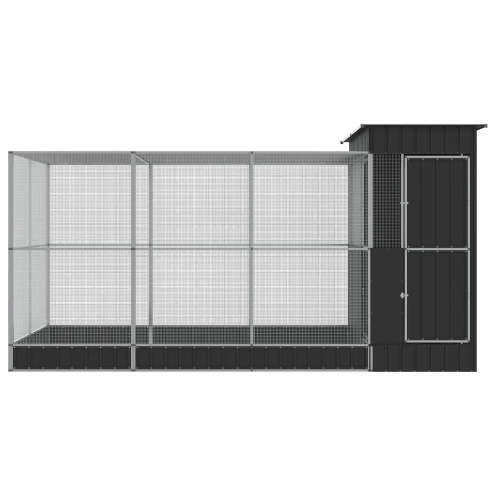 vidaXL Κλουβί με Επέκταση Ασημένιο 416x203x216 εκ. Ατσάλινο