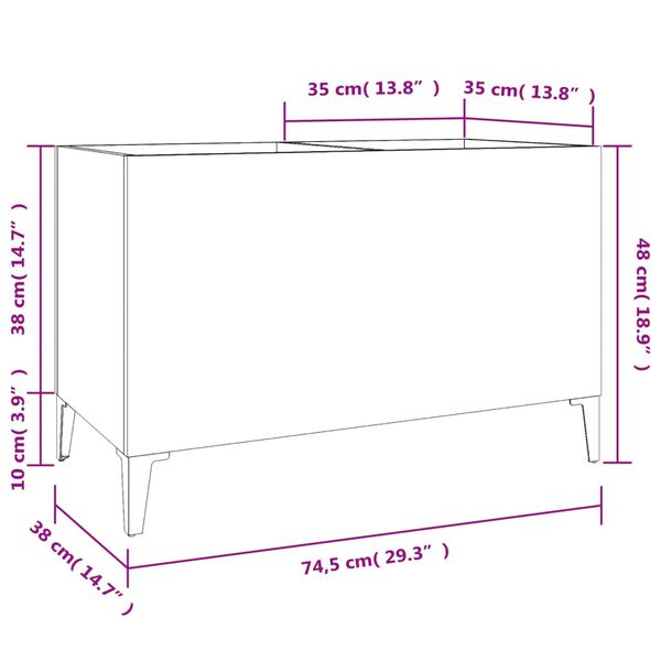 vidaXL Δισκοθήκη Γυαλιστερή Λευκή 74,5x38x48 εκ. Επεξεργασμένο Ξύλο