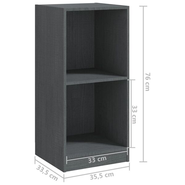 vidaXL Βοηθητικό Ντουλάπι Γκρι 35,5 x 33,5 x 76 εκ. Μασίφ Ξύλο Πεύκου
