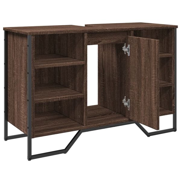 vidaXL Ντουλάπι Νιπτήρα Μπάνιου Καφέ Δρυς 91x35x60 εκ. Επεξ. Ξύλο