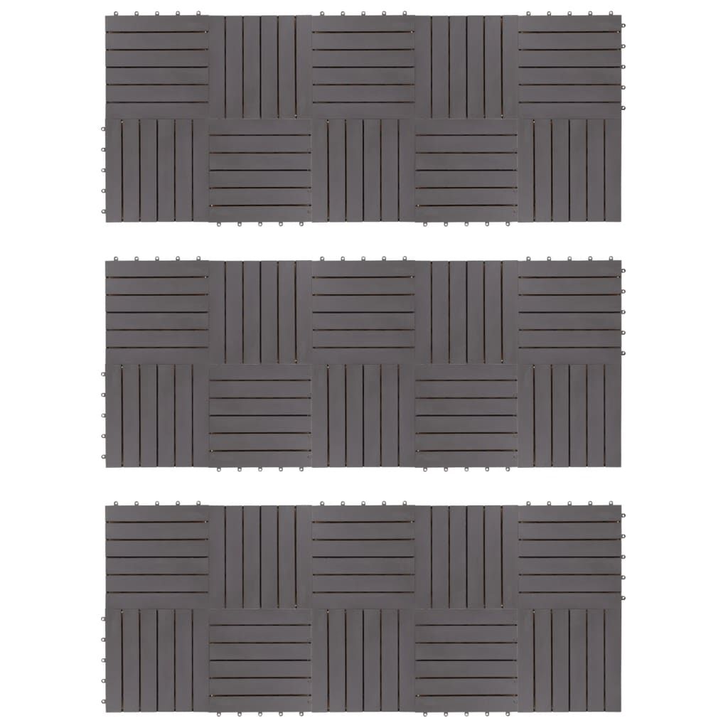 vidaXL Πλακάκια Deck 30 τεμ. Γκρι Πατίνα 30x30 εκ. Μασίφ Ξύλο Ακακίας