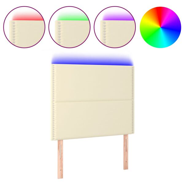 vidaXL Κεφαλάρι Κρεβατιού LED Κρεμ 100x5x118/128 εκ. Συνθετ. Δέρμα