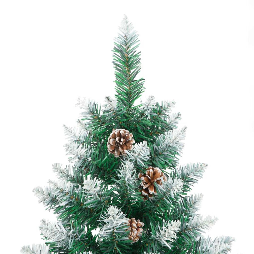 vidaXL Slim Christmas Tree LEDs & Σετ Μπάλες Πράσινο 210 εκ PVC