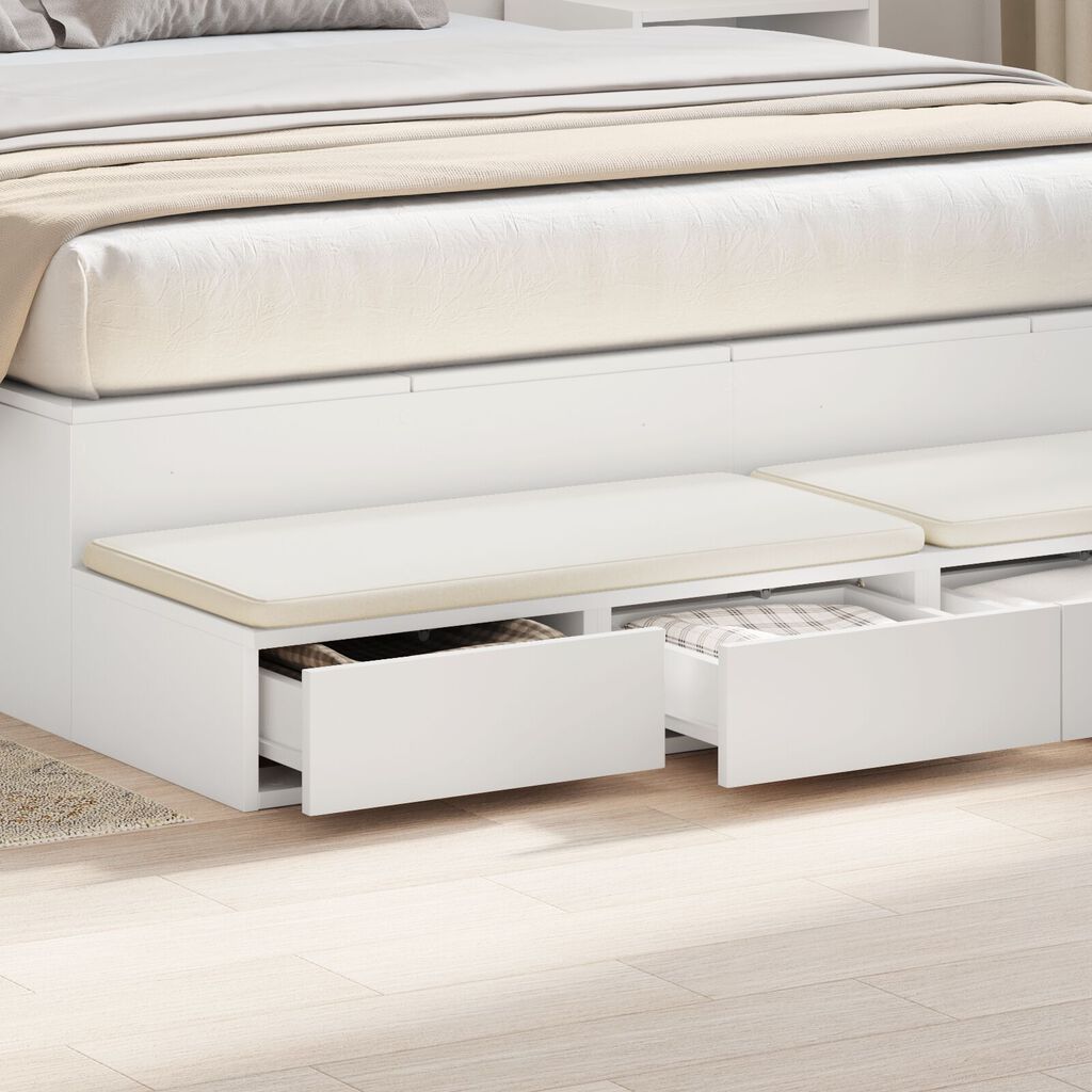 vidaXL Λευκά Συρτάρια Κρεβατιού 135x36,5x16,5 εκ από Ξύλο