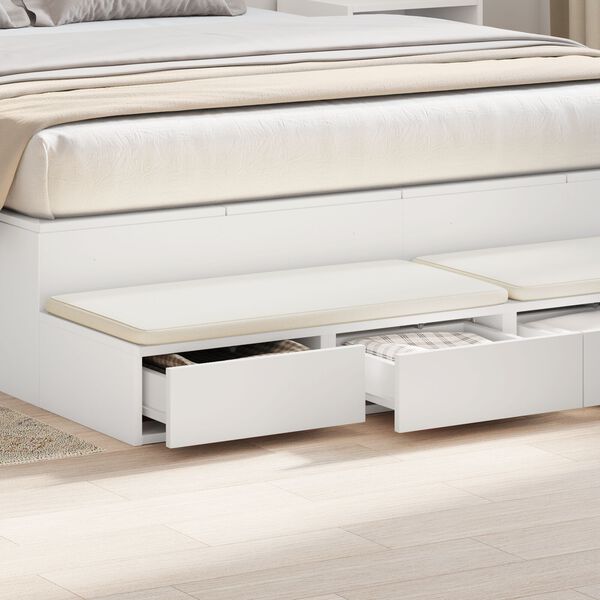 vidaXL Λευκά Συρτάρια Κρεβατιού 135x36,5x16,5 εκ από Ξύλο
