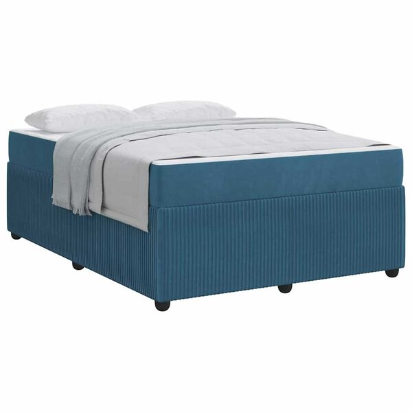 vidaXL Σκελετός κρεβατιού με στρώμα Μπλε 160 x 200 cm Βελούδο
