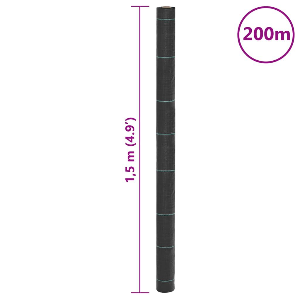 vidaXL Μεμβράνη Εδαφοκάλυψης Μαύρη 1,5x200 μ. από Πολυπροπυλένιο