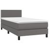 vidaXL Κρεβάτι Boxspring με Στρώμα Γκρι 90x200 εκ. από Συνθετικό Δέρμα