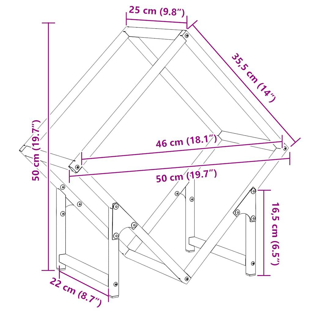 vidaXL Ράφι για καυσόξυλα Ανθρακί 50x25x50 εκ. Ατσάλι ψυχρής έλασης