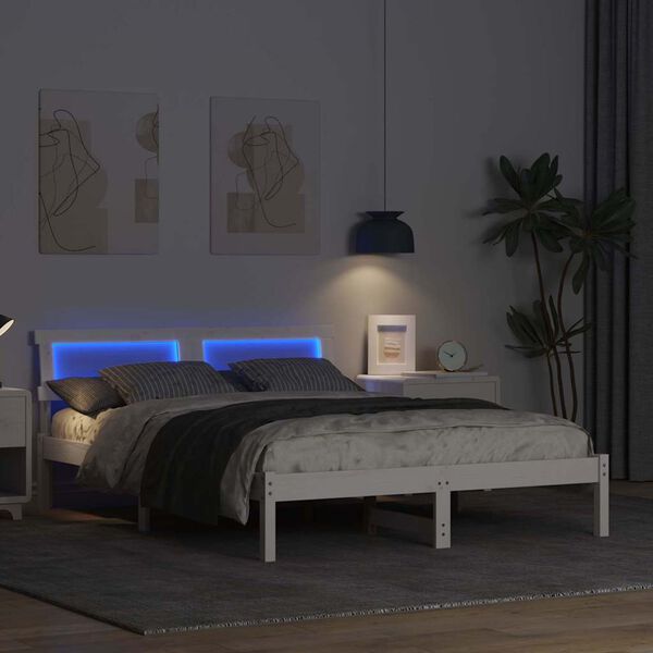 vidaXL Σκελετός Κρεβατιού Λευκό 120 x 200 cm Μασίφ ξύλο πεύκου