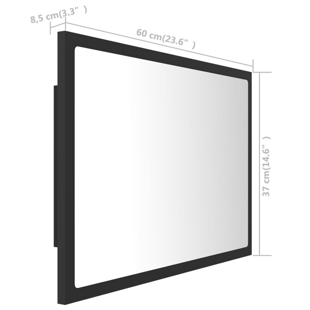 vidaXL Καθρέφτης Μπάνιου με LED Γκρι 60x8,5x37 εκ. από Ακρυλικός