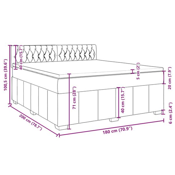vidaXL Κρεβάτι Boxspring με Στρώμα Μαύρο 180x200 εκ. Υφασμάτινο