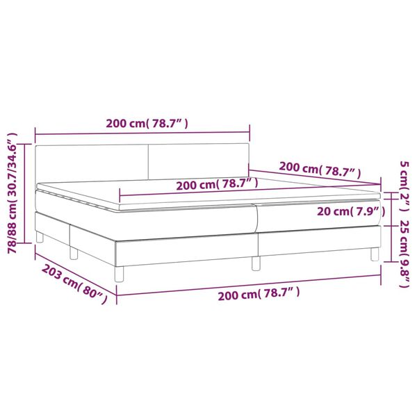 vidaXL Κρεβάτι Boxspring με Στρώμα & LED Μαύρο 200x200 εκ. Βελούδινο