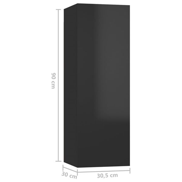 vidaXL Έπιπλο Τηλεόρασης Γυαλιστερό Μαύρο 30,5x30x90εκ. από Επεξ. Ξύλο