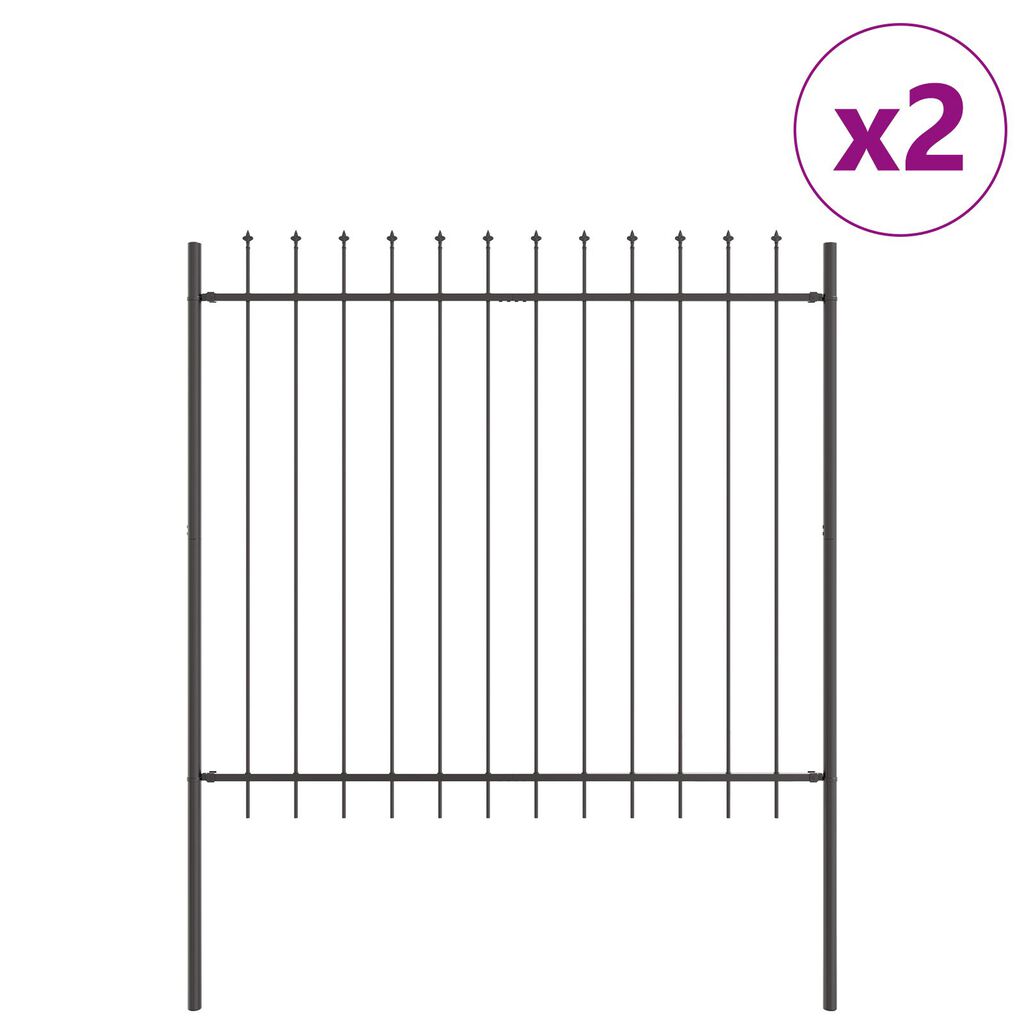 Κήπος vidaXL με αιχμηρή κορυφή, Γκρίζος, 3,4x1,5 μ, Χάλυβας